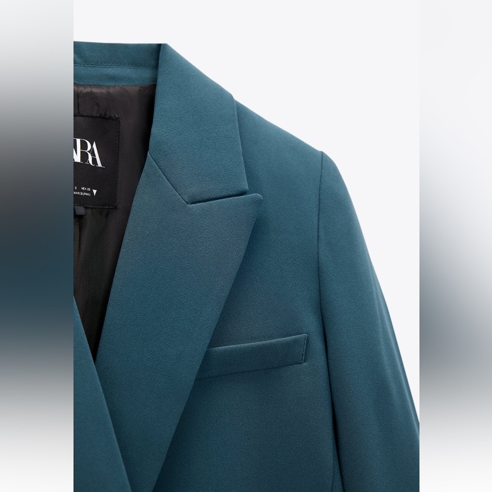 Zara FLOWY LONG BLAZER. Indigo Color. Size XS. New with Tags. - Picture 8 of 10